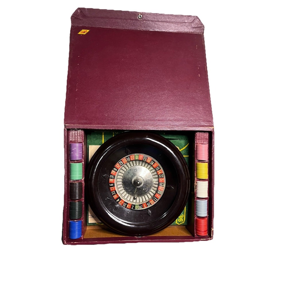 Vintage E.S. Lowe Bakelite Roulette Wheel Game Set - 12" - For Parts/Repair